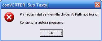 Chyba 76 Path not found