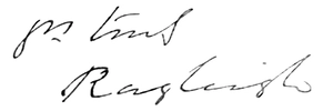 Podpis J. W. Strutta, barona Rayleigh